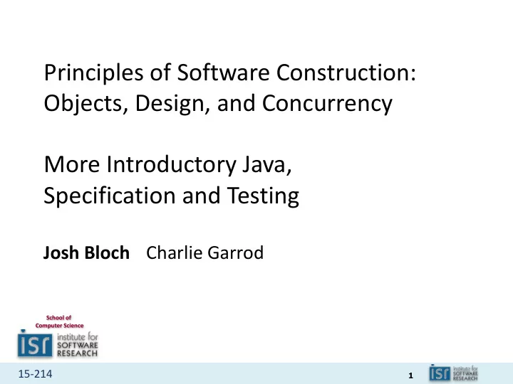 principles of software construction objects design and