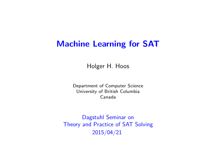 machine learning for sat