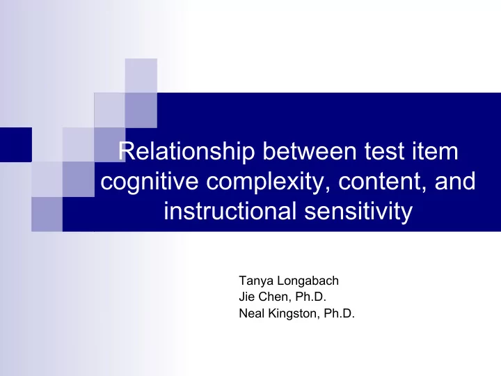 relationship between test item cognitive complexity