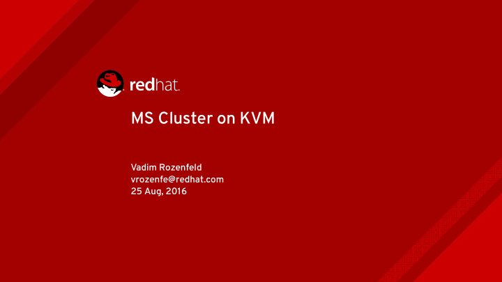 ms cluster on kvm