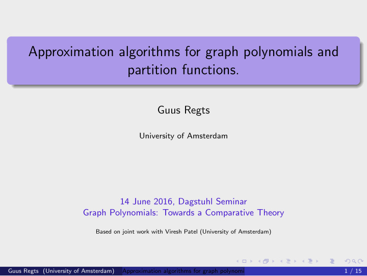 approximation algorithms for graph polynomials and