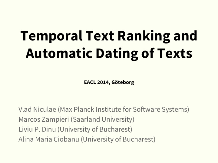 temporal text ranking and automatic dating of texts