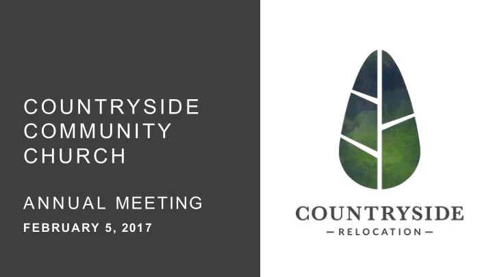 countryside community church a n n u a l meeting