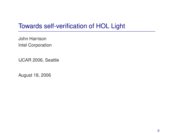 towards self verification of hol light