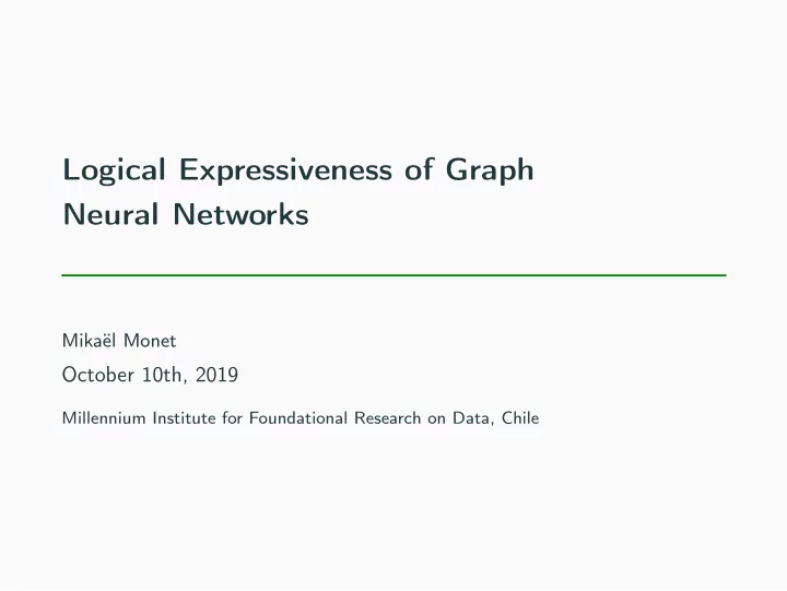 logical expressiveness of graph neural networks