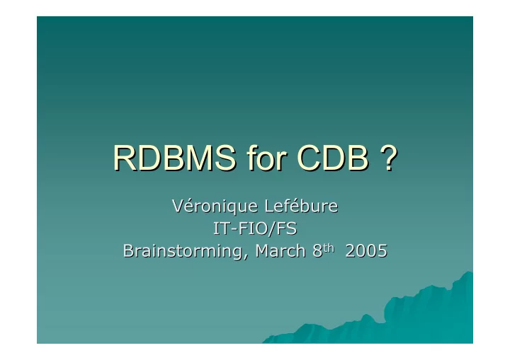 rdbms for cdb rdbms for cdb