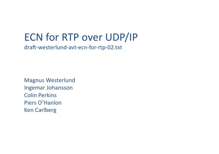 ecn for rtp over udp ip