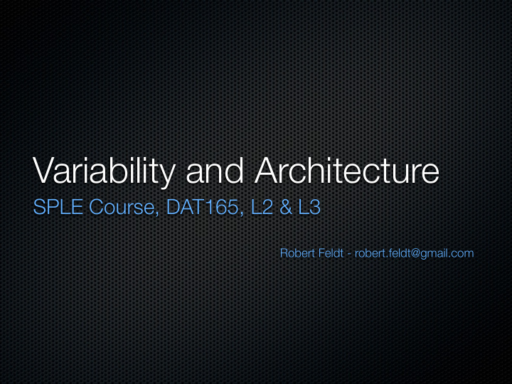 variability and architecture