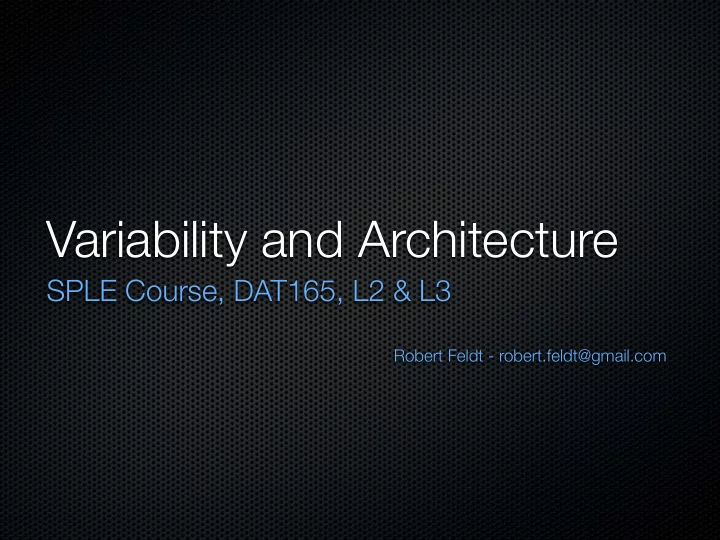variability and architecture