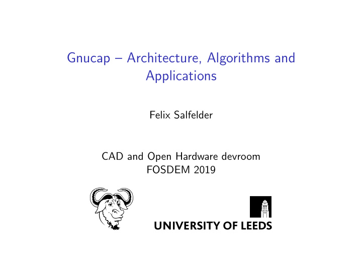 gnucap architecture algorithms and applications