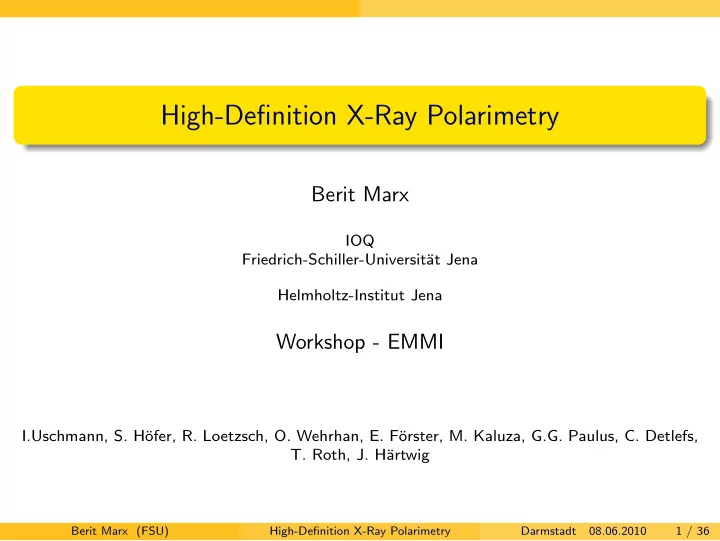 high definition x ray polarimetry
