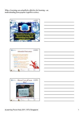 Why e  Learning can actually be effective for learning  an understanding from psycho