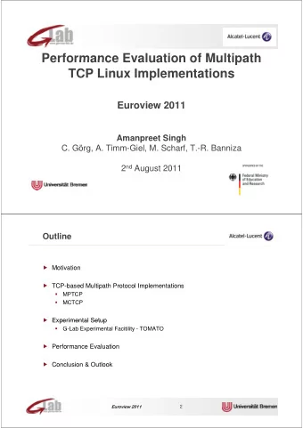 Performance Evaluation of Multipath  Performance Evaluation of Multipath  TCP Linux Implementations