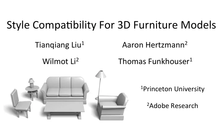 style compa bility for 3d furniture models