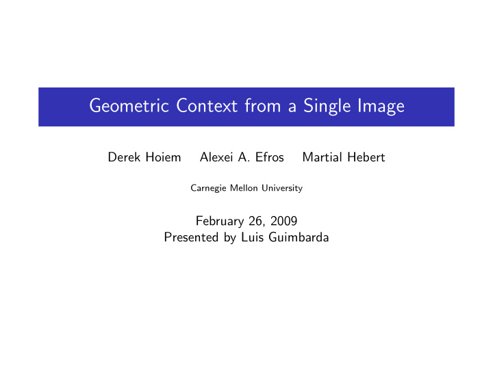 geometric context from a single image