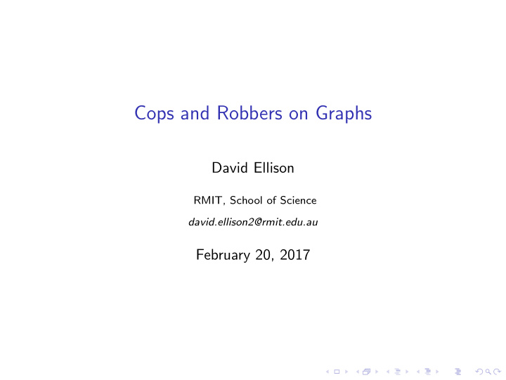 cops and robbers on graphs
