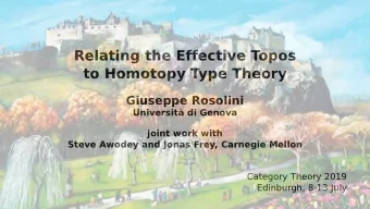 Relating the Effective Topos  to Homotopy Type Theory  Giuseppe Rosolini  Universit di Genova