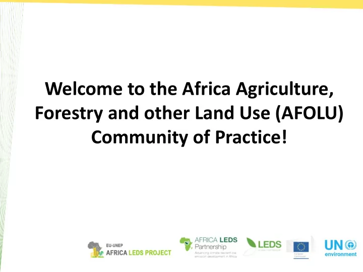 welcome to the africa agriculture forestry and other land