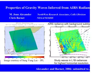 Properties of Gravity Waves Inferred from AIRS Radianc M. Joan Alexander NorthWest Research
