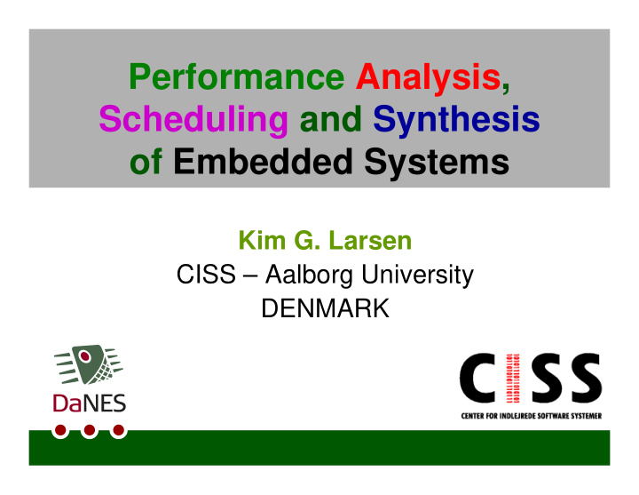 performance analysis scheduling and synthesis of embedded