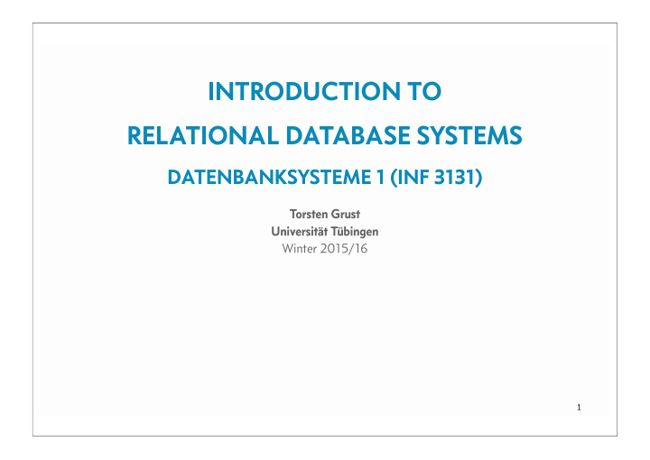 introduction to relational database systems