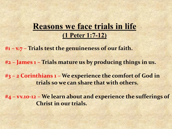 reasons we face trials in life