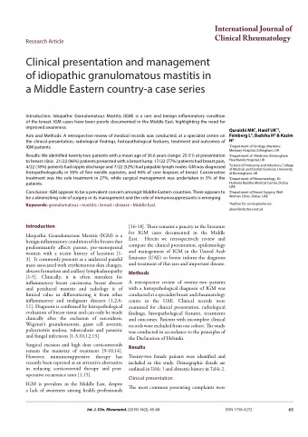 Clinical presentation and management  of idiopathic granulomatous mastitis in  a Middle Eastern