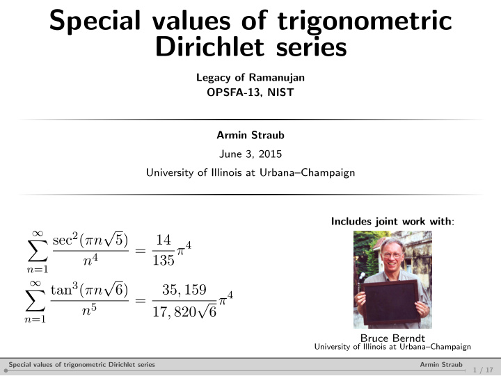 special values of trigonometric dirichlet series