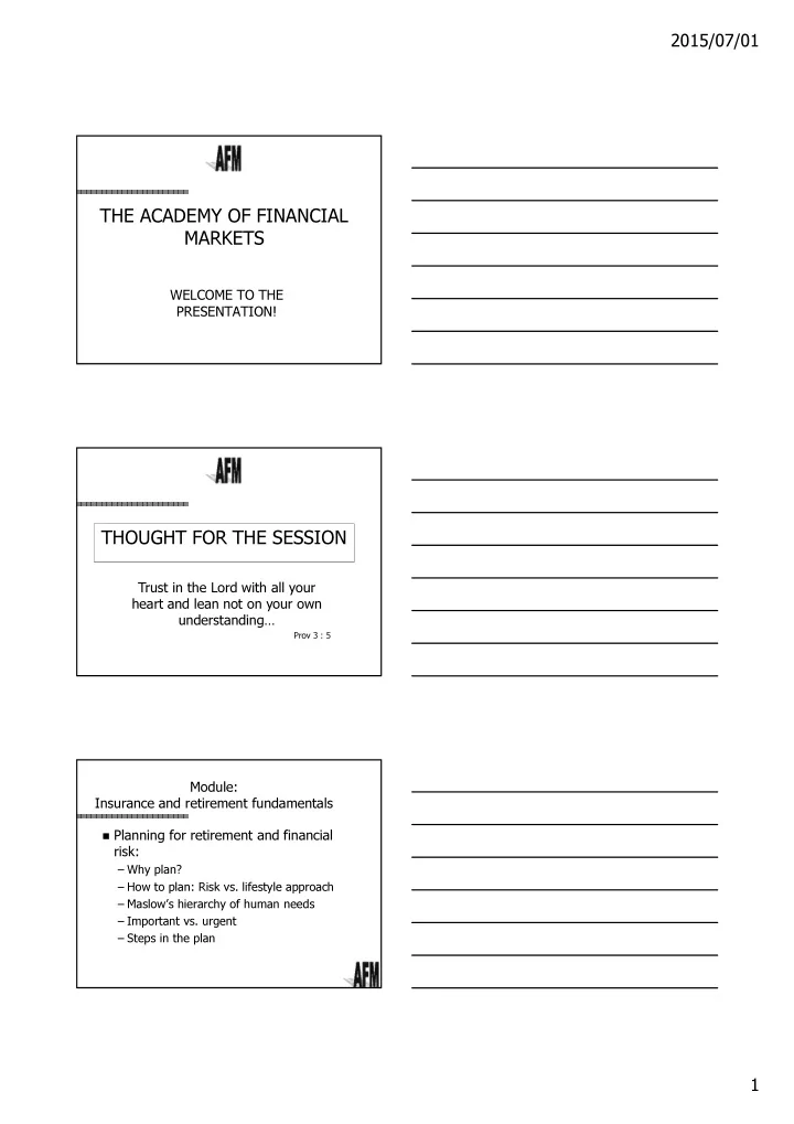 the academy of financial markets