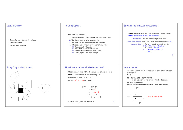 lecture outline tutoring option strenthening induction