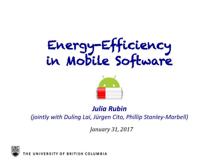 en energy ef efficie iency y in in m mobi obile sof softw