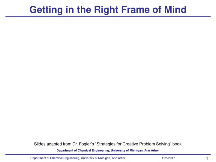 getting in the right frame of mind