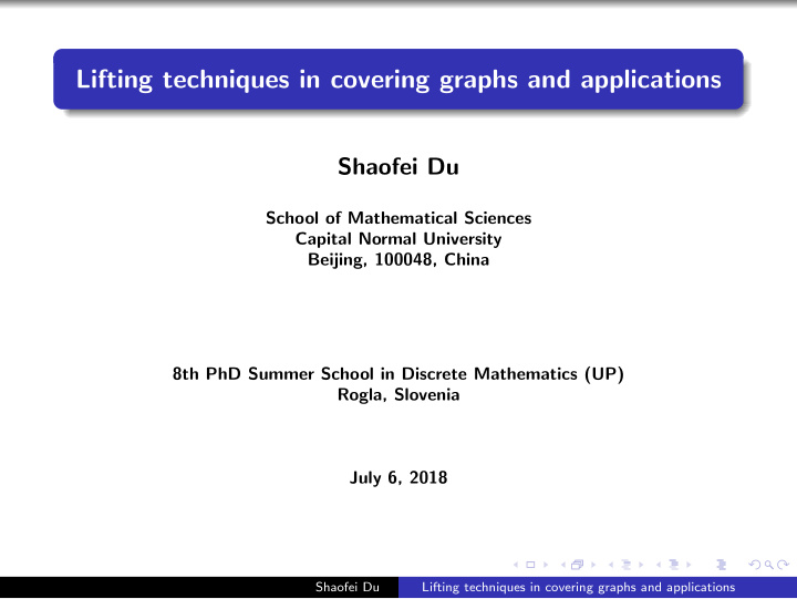 lifting techniques in covering graphs and applications