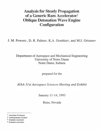 Analysis for Steady Propagation of a Generic Ram Accelerator/  Oblique Detonation Wave Engine