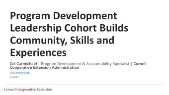 Community, Skills and  Experiences Cel Carmichael | Program Development &amp; Accountability