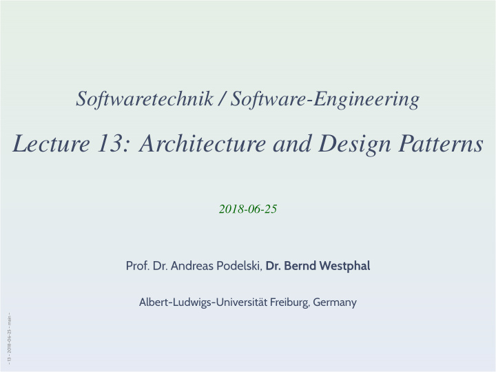lecture 13 architecture and design patterns