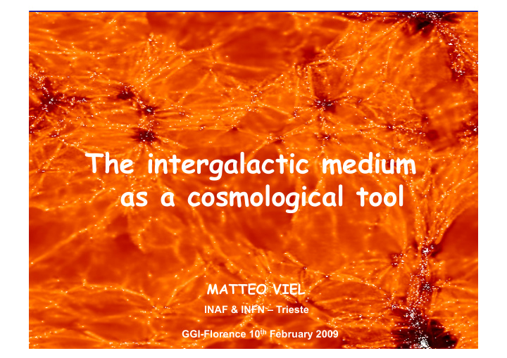 the intergalactic medium as a cosmological tool