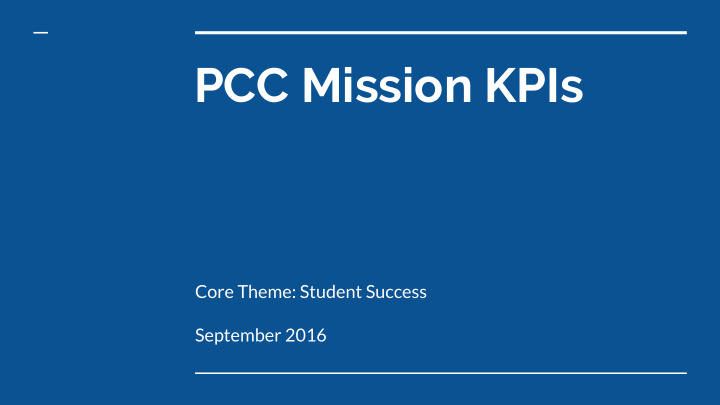 pcc mission kpis