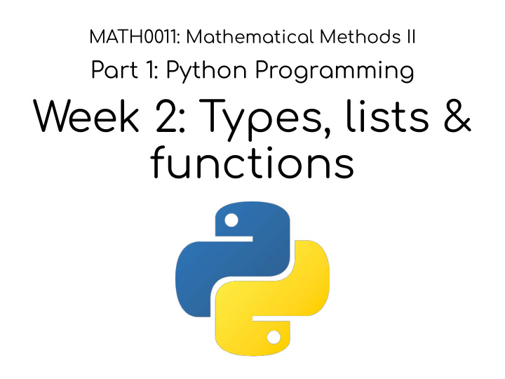 week 2 types lists functions