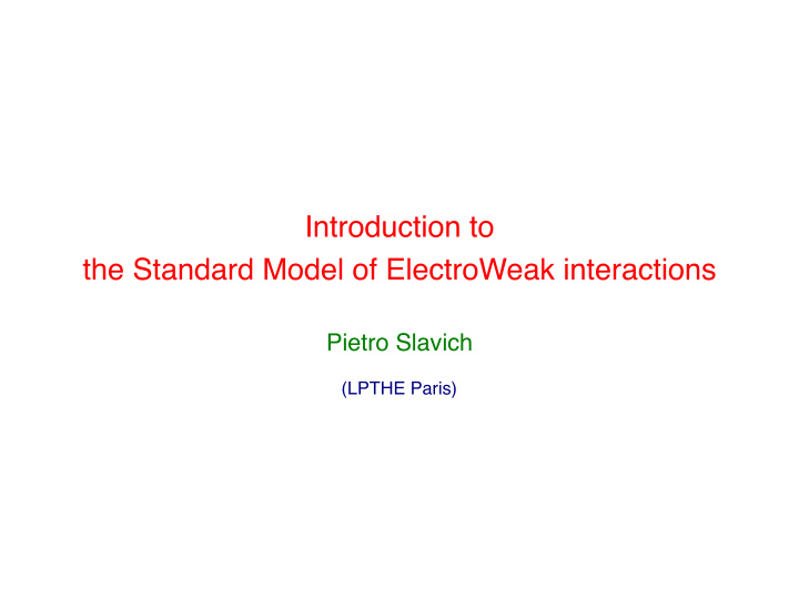 introduction to the standard model of electroweak