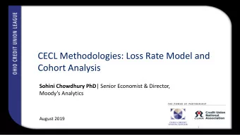 CECL Methodologies: Loss Rate Model and  Cohort Analysis Sohini Chowdhury PhD | Senior Economist
