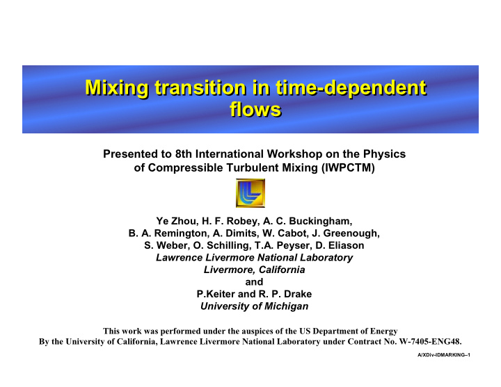 mixing transition in time dependent mixing transition in