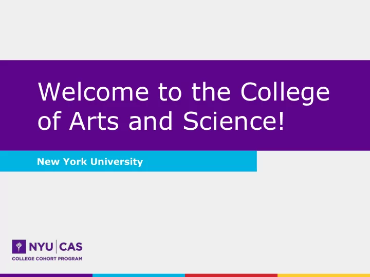 welcome to the college of arts and science
