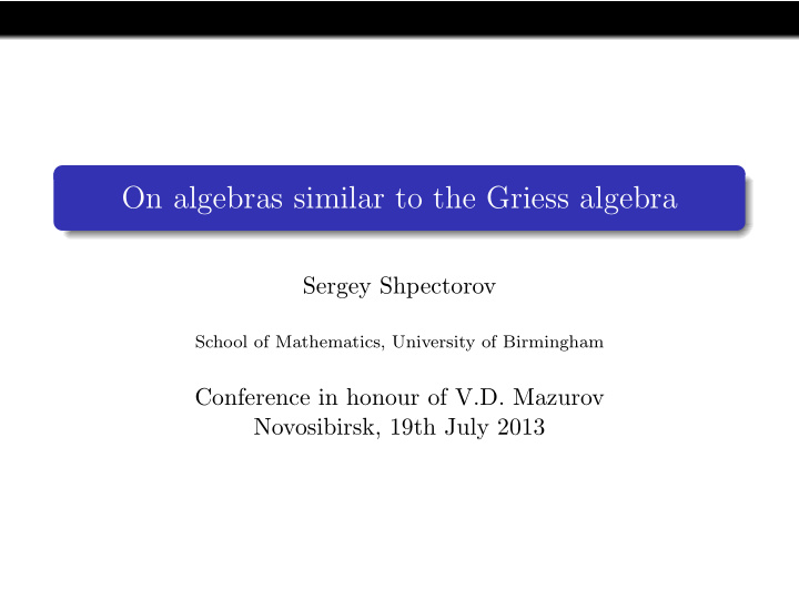 on algebras similar to the griess algebra