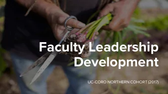 Faculty Leadership  Development  UC-CORO NORTHERN COHORT (2017)  2017  UC-CORO  Northern  Cohort