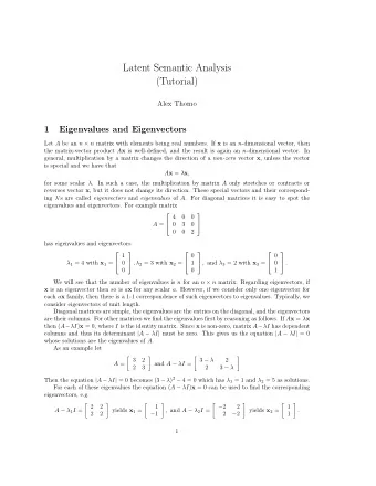 Latent Semantic Analysis  (Tutorial)  Alex Thomo  1  Eigenvalues and Eigenvectors Let A be an n