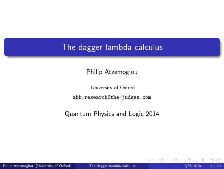 the dagger lambda calculus