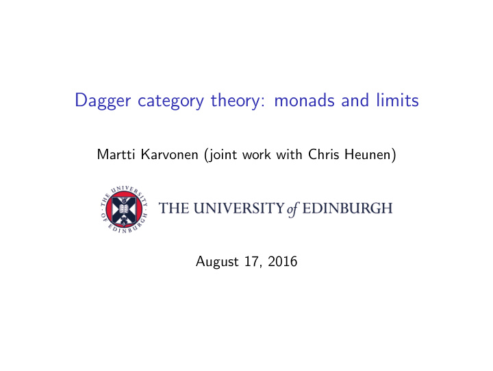 dagger category theory monads and limits