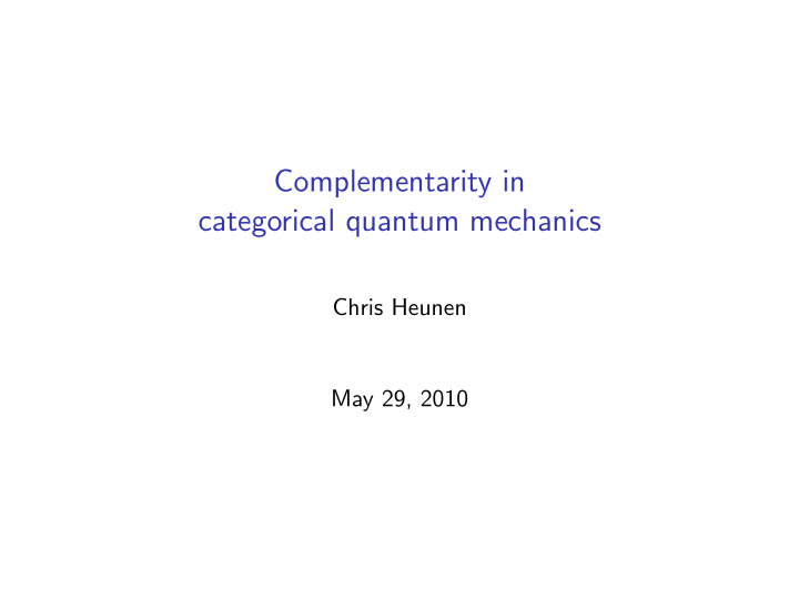 complementarity in categorical quantum mechanics