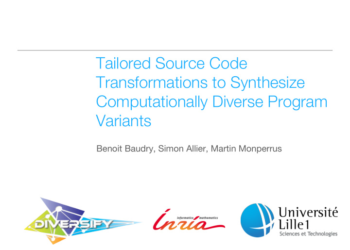 tailored source code transformations to synthesize